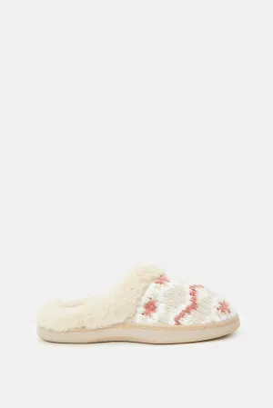 Women Beige Chenille Slipper