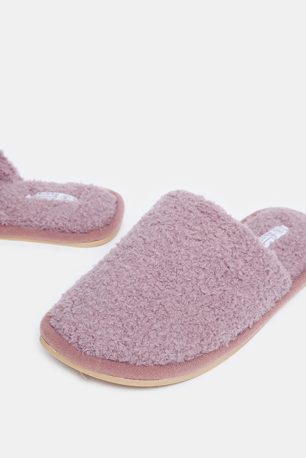 Women Pink Textured Sherpa Slipper