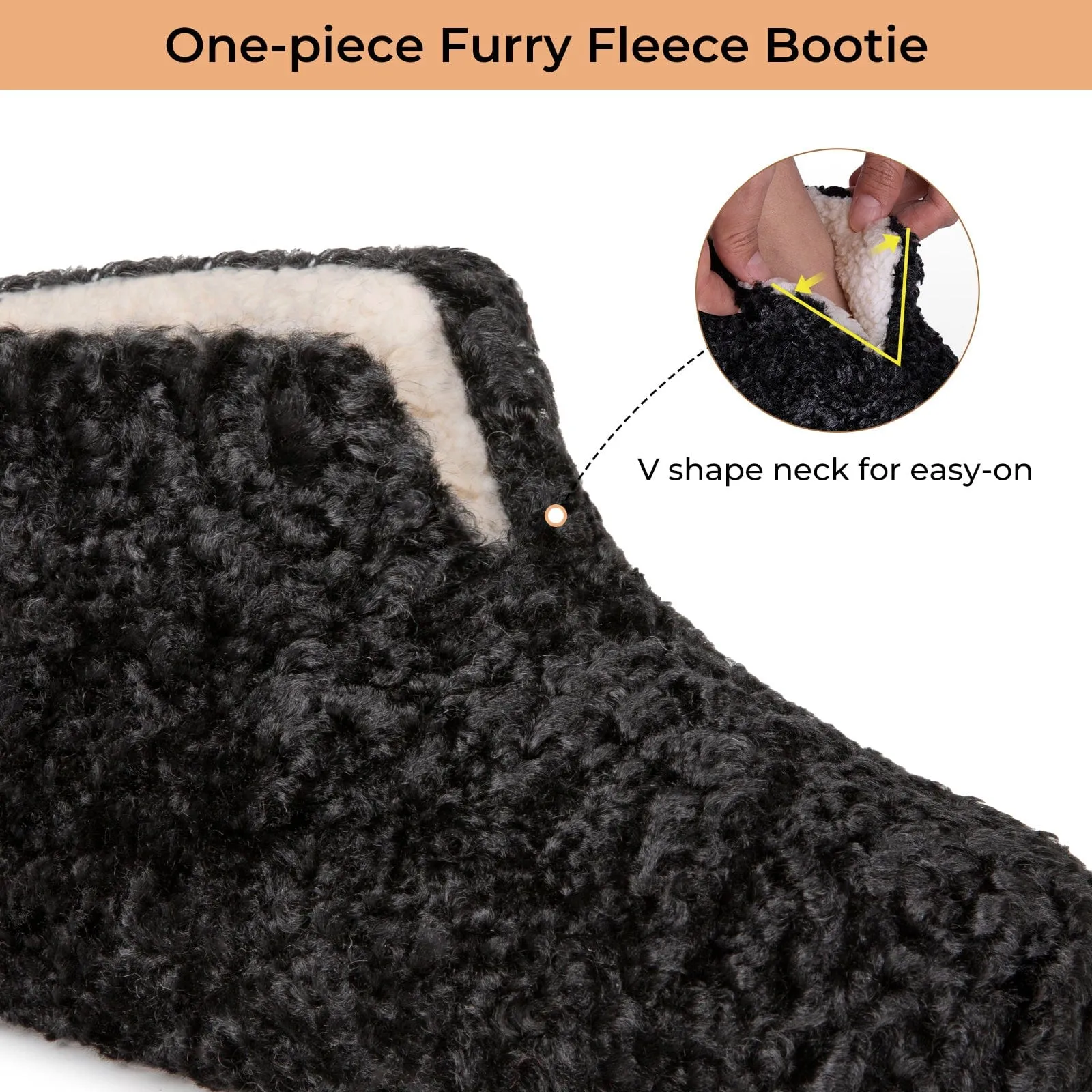 Women's Curly Bootie Slippers with Teddy Fleece