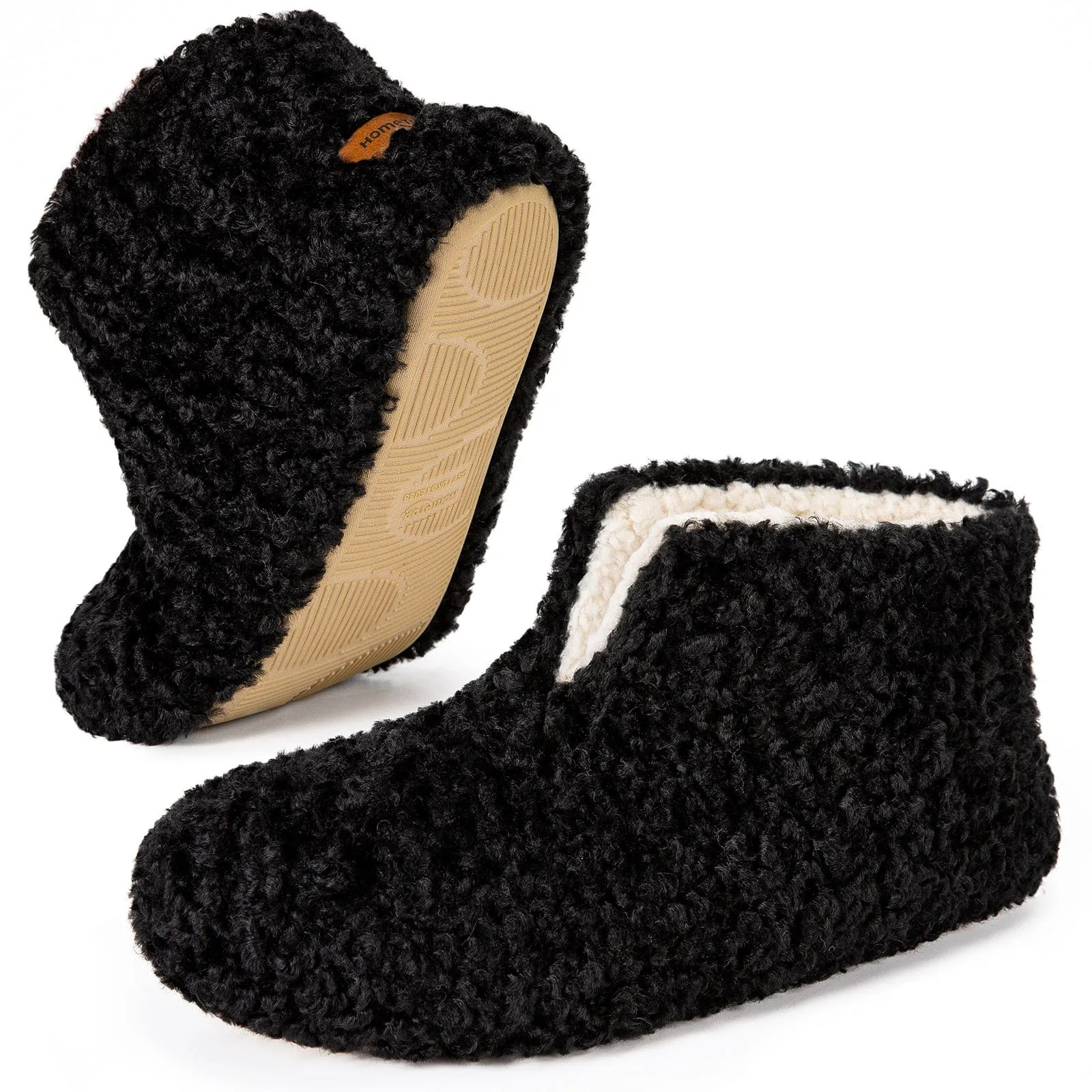 Women's Curly Bootie Slippers with Teddy Fleece