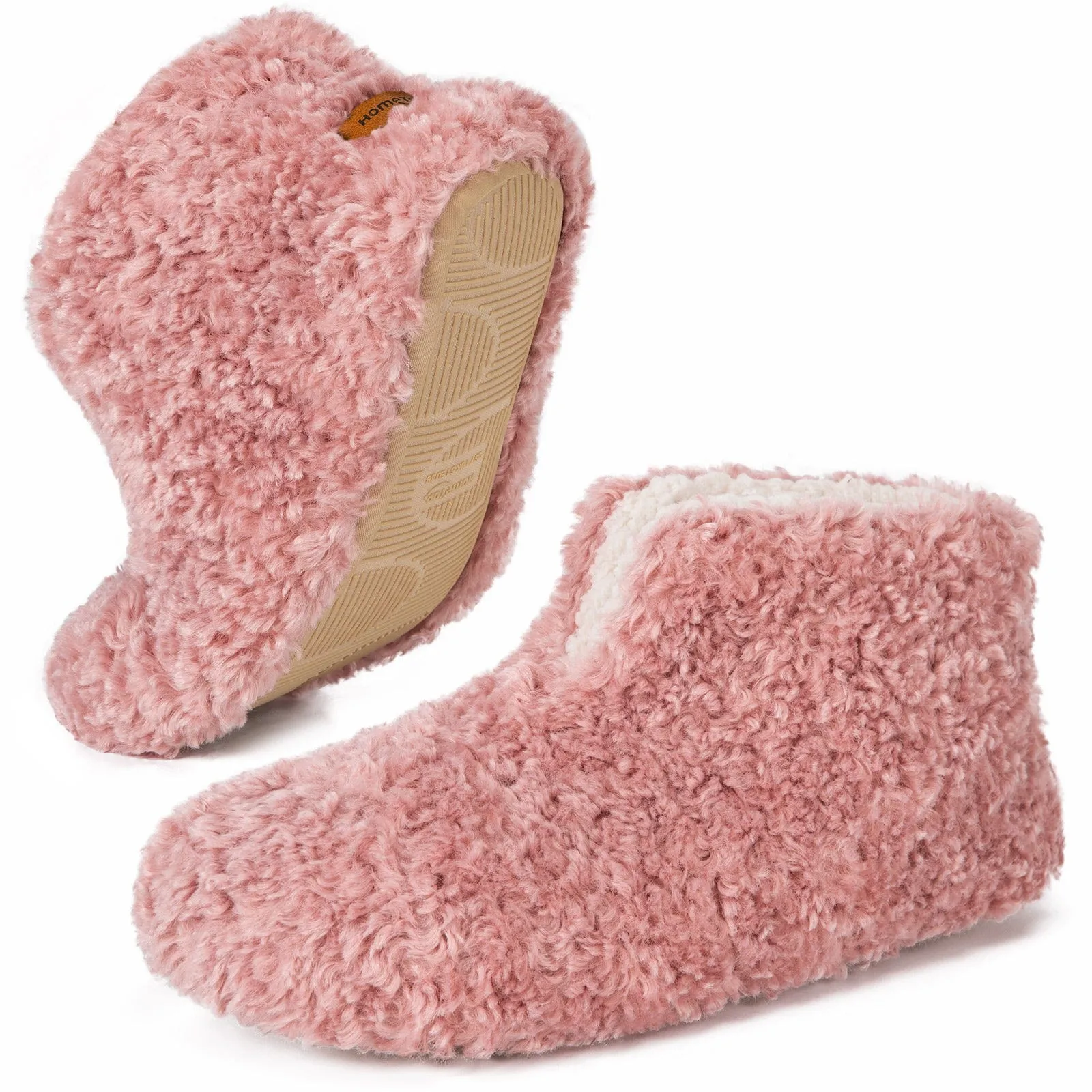 Women's Curly Bootie Slippers with Teddy Fleece