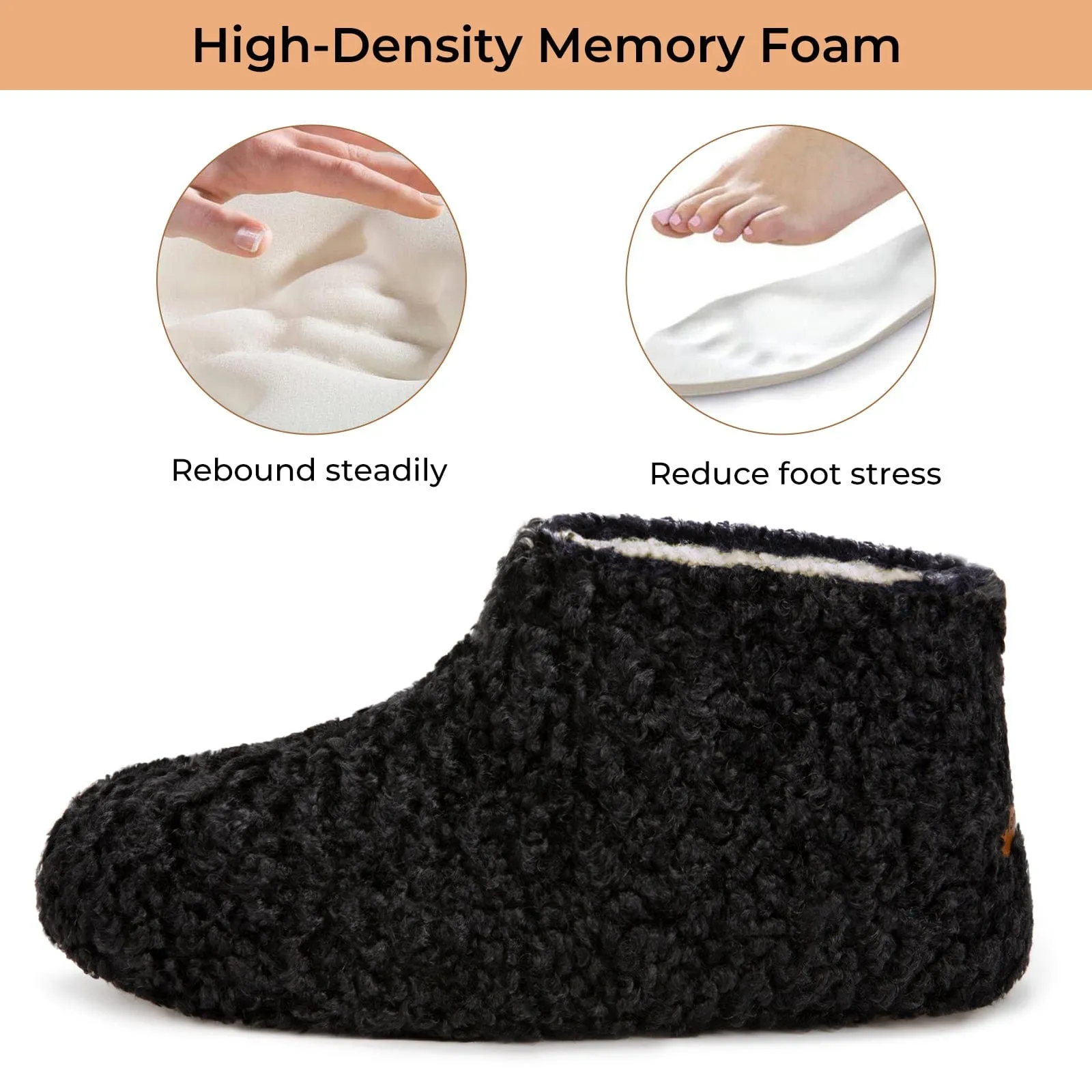 Women's Curly Bootie Slippers with Teddy Fleece