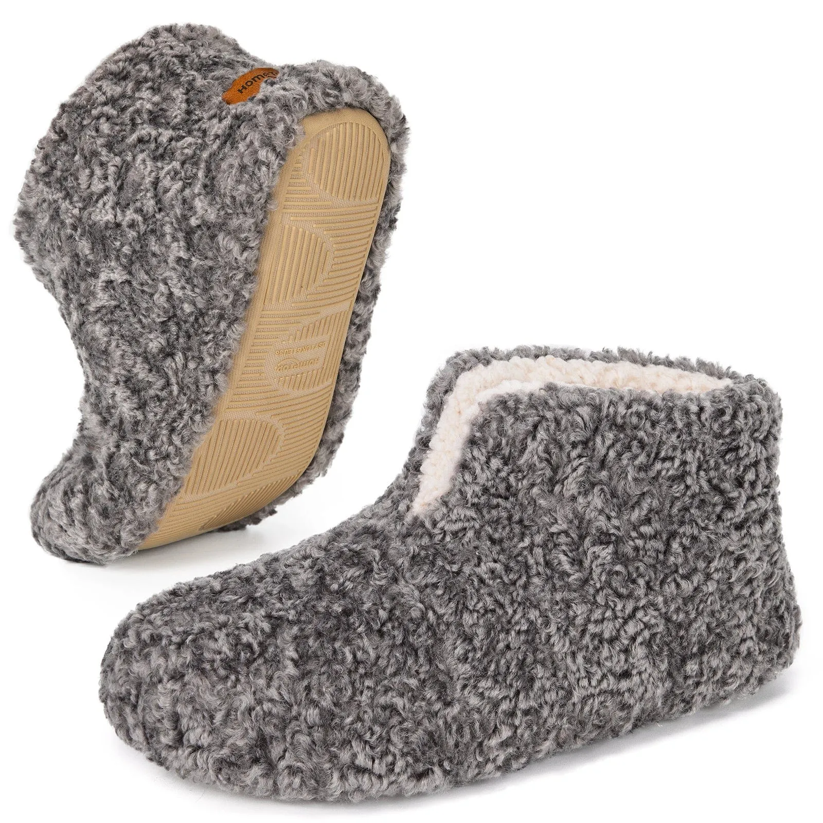 Women's Curly Bootie Slippers with Teddy Fleece