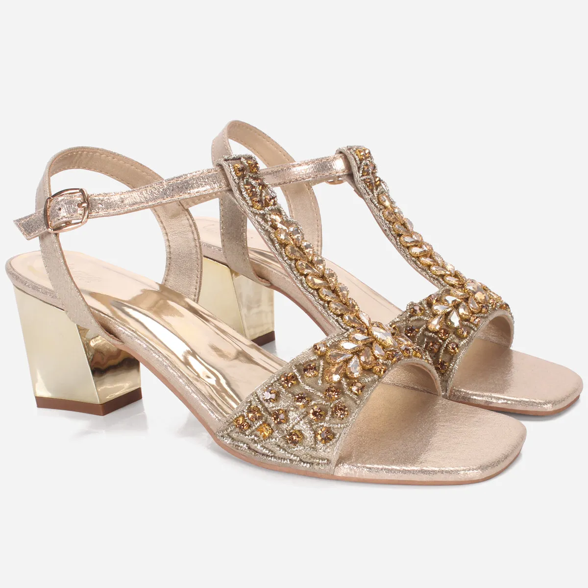 Womens "FAOLAN" Glitter Block Heel Sandals