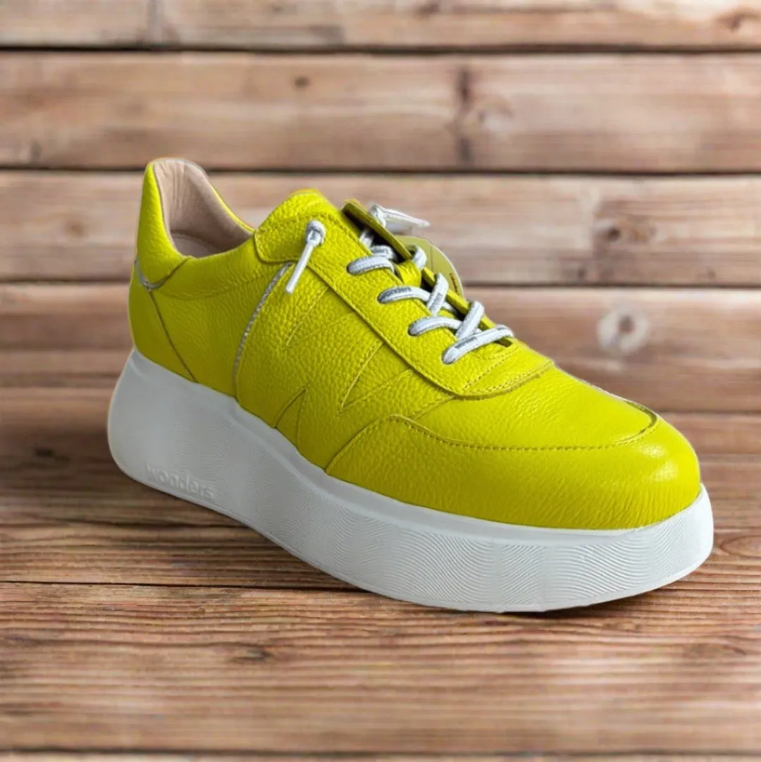 Wonders A-3601 Ladies Spanish Cyber Green Leather Slip On Trainers